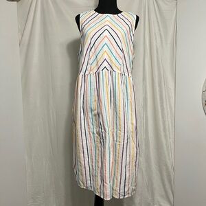 True Craft Multicolor Striped Dress | 100% Cotton | Size 0X | NWT